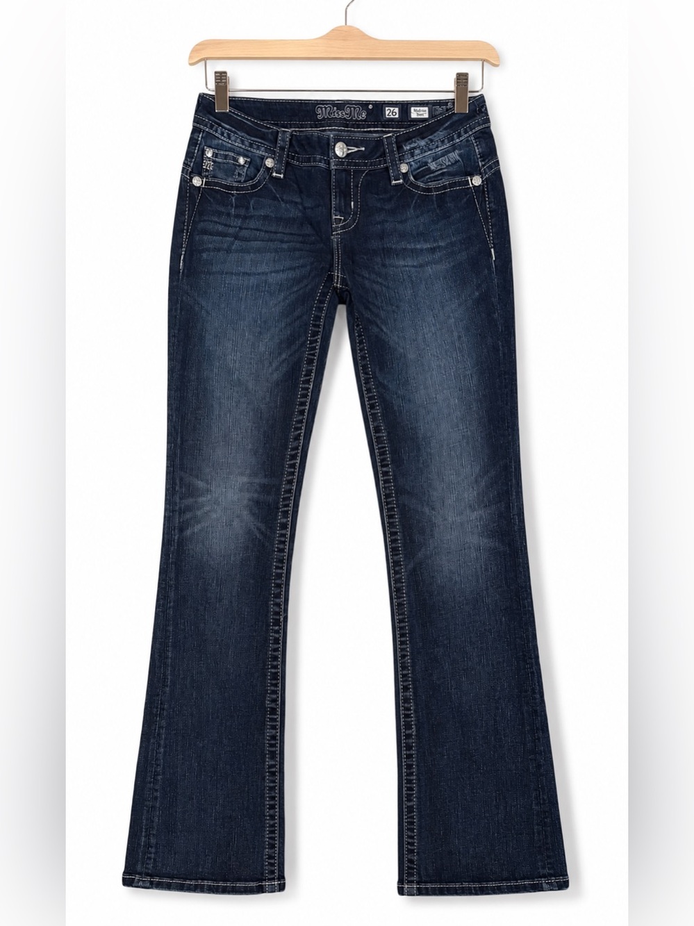 Miss Me Dark Wash Boot Cut Jeans - Navy Blue